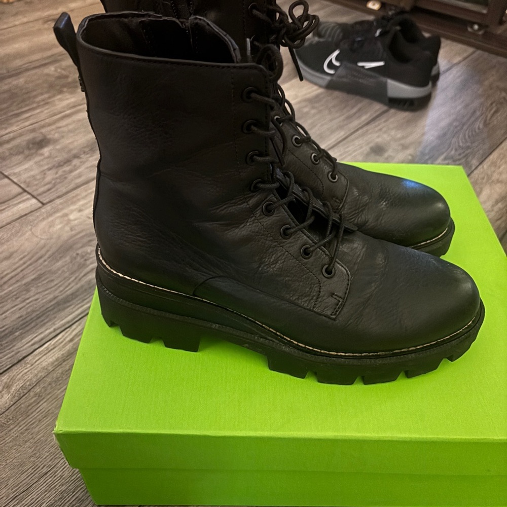 Black Leather Combat Boots